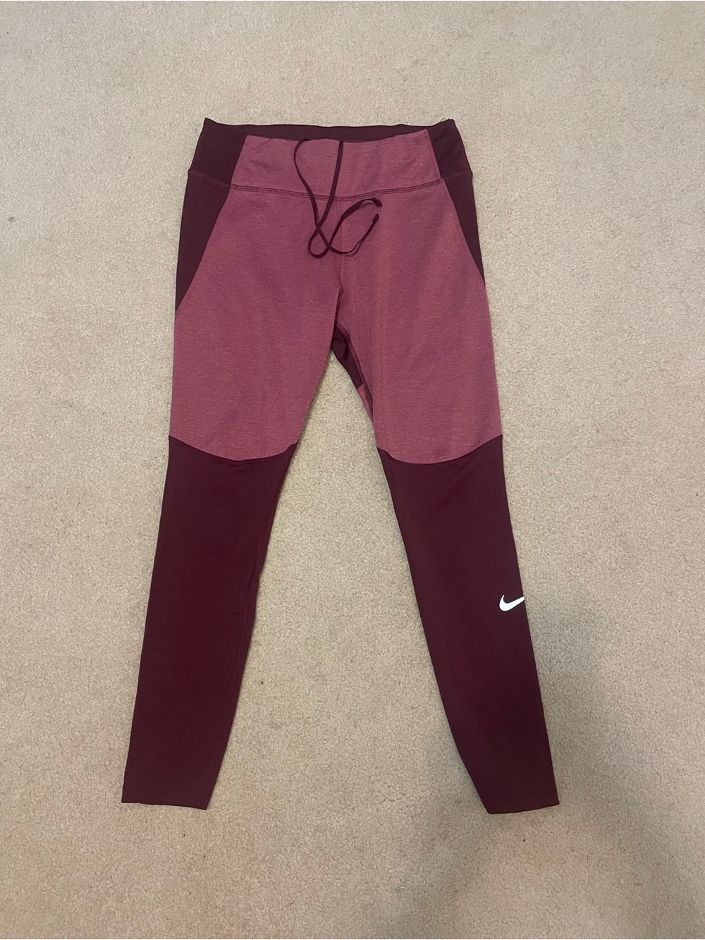 Nike Maroon and Dusty Rose Dri-FIT Leggings